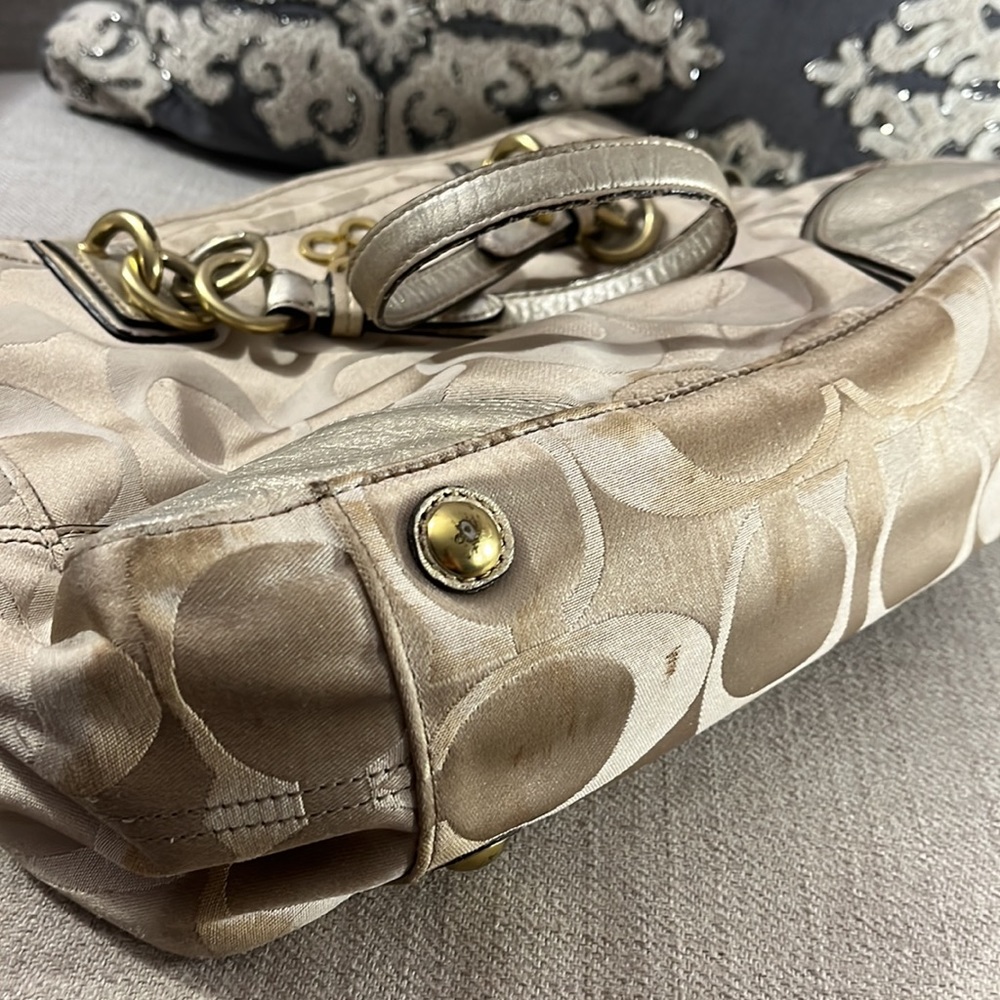 Coach Gold Metallic Colette Signature Canvas Shoulder Bag - Picture 7 of 16